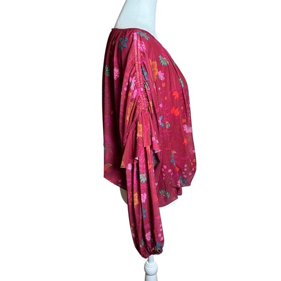 Free People Wildflower Honey Boho Prairie Blouse Stretch Festival Shirt Top Sz S - Picture 5 of 11